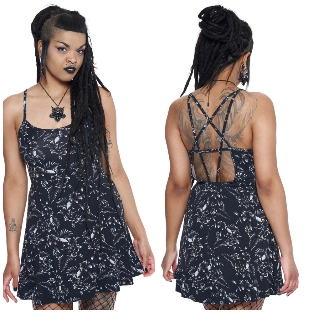 Killstar Black and White Floral Dress